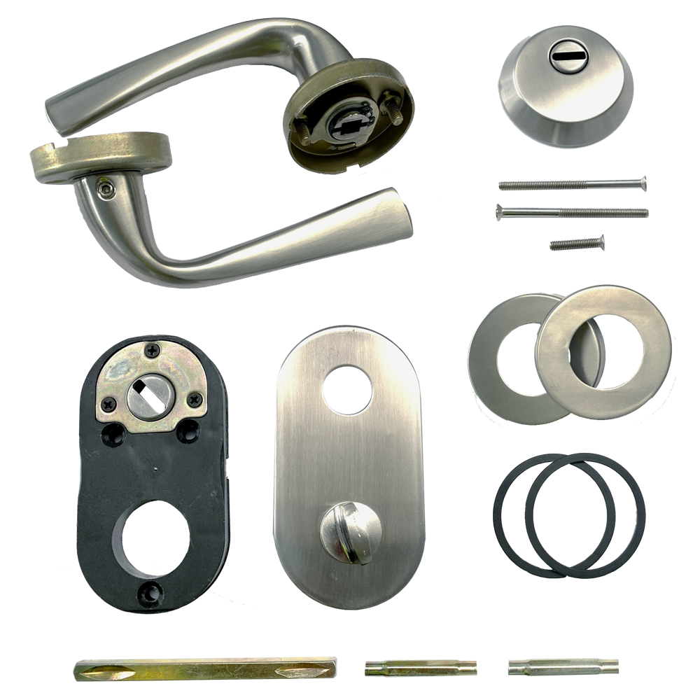 HOOPLY FT09 Lever Handle On Rose & Escutcheon Set with Thumbturn