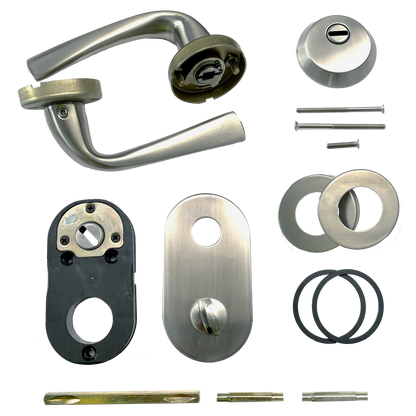 HOOPLY FT09 Lever Handle On Rose & Escutcheon Set with Thumbturn