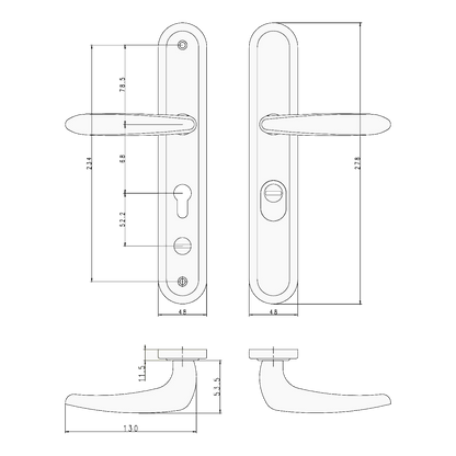 HOOPLY 201208 Lever Door Handle 68mm Centres C/W Snib
