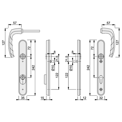 HOPPE Door Furniture PAS24 Atlanta 92mm Centres 122mm Screw Centres