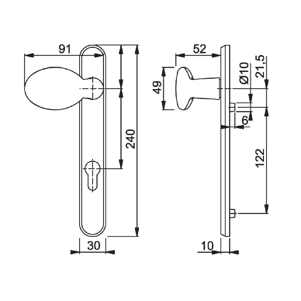 HOPPE Atlanta UPVC Lever / Moveable Pad Door Furniture 77G/3831N/1710
