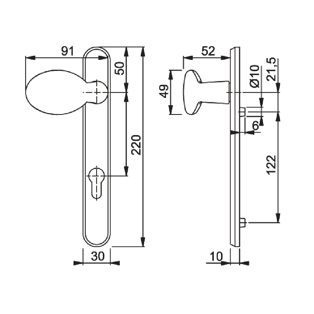 HOPPE Atlanta UPVC Lever / Moveable Pad Door Furniture 77G/3831N/1710
