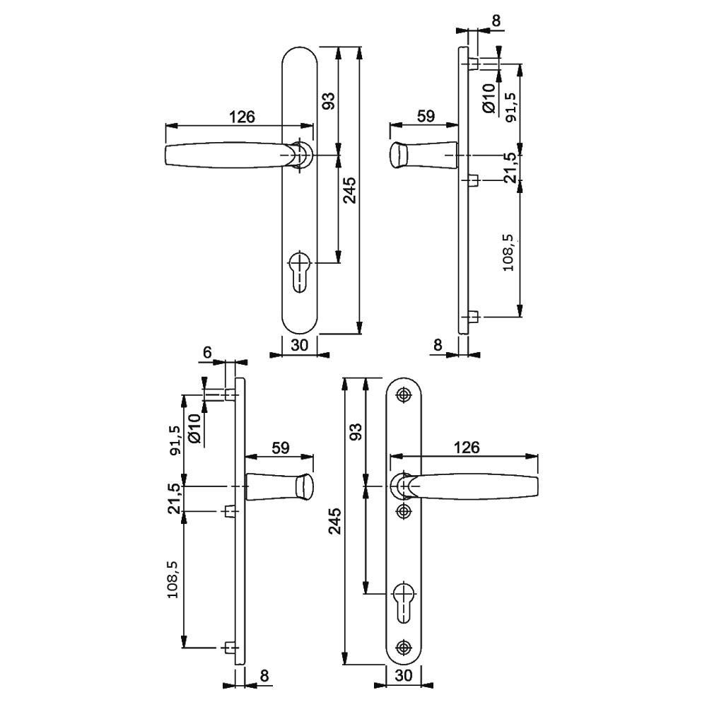 HOPPE Atlanta 92PZ 3 Hole Fix 1530/3346 UPVC Furniture