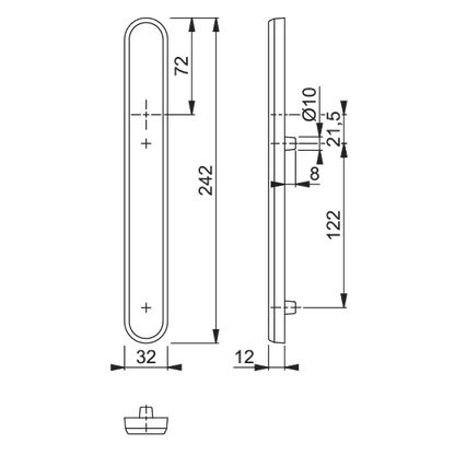 HOPPE Birmingham External Blank Plate 122mm Screw Centres