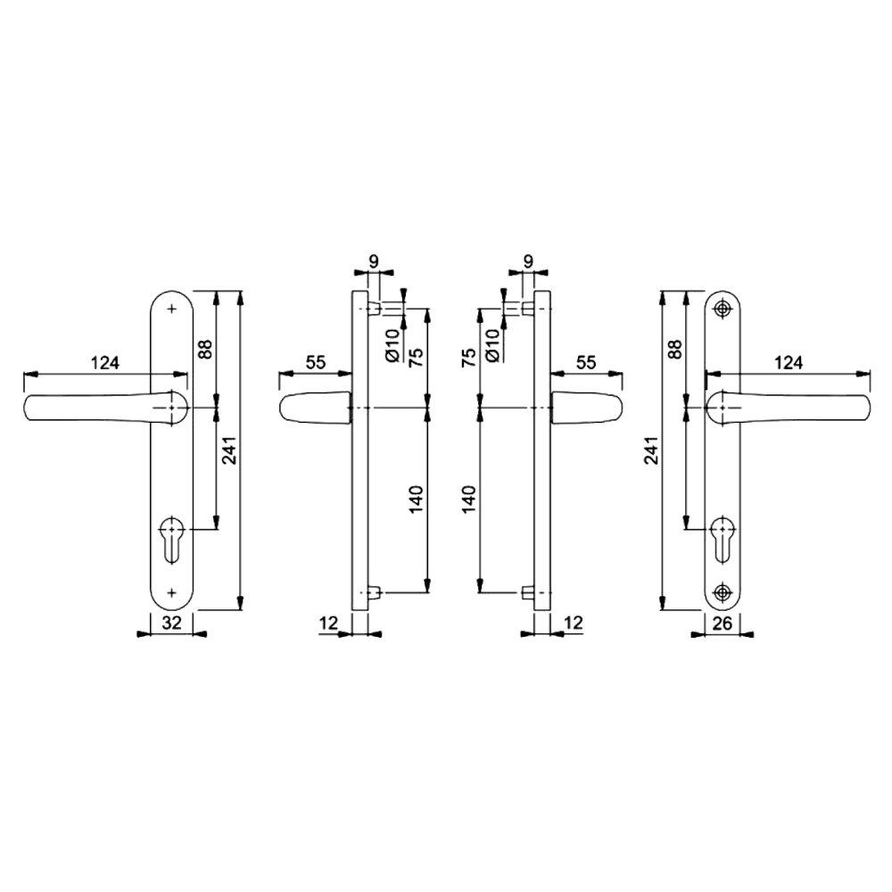HOPPE Tokyo 92mm Lever/Lever Narrow Backplate Door Handle 1710RH/3633N/3623N