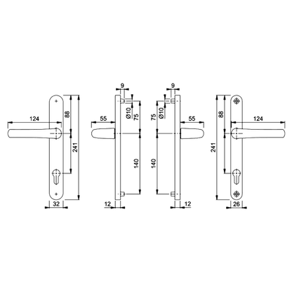 HOPPE Tokyo 92mm Lever/Lever Narrow Backplate Door Handle 1710RH/3633N/3623N