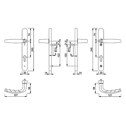 HOPPE Atlanta 92mm Lever/Lever Narrow Backplate Door Handle M1530M/3829N