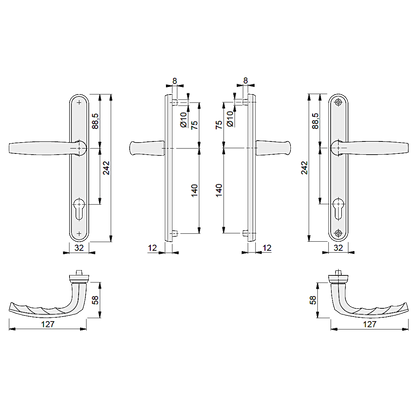 HOPPE Atlanta UPVC Door Furniture 215mm Screw Centres 1530/3830N