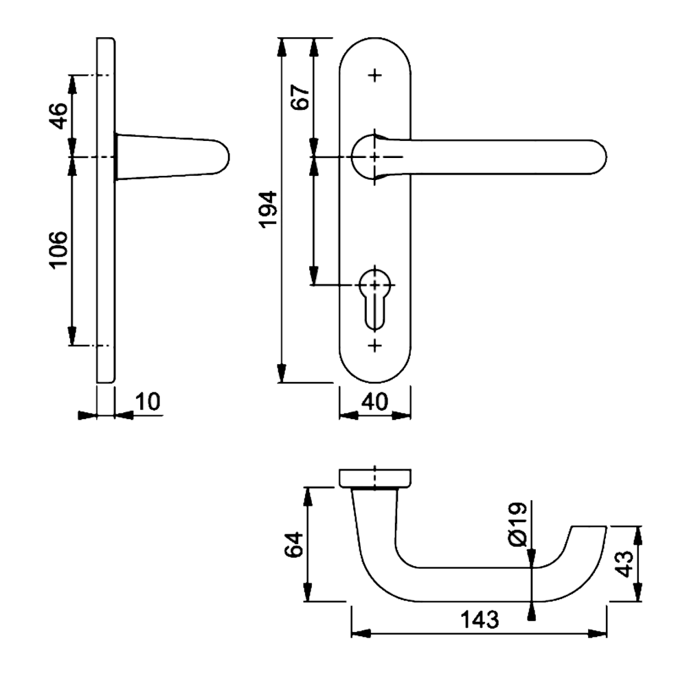 HOPPE Paris 72PZ Euro Profile Lever Handle On Short Backplate 138S/2600