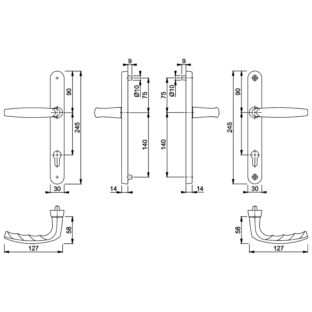 HOPPE Atlanta 92PZ Euro Profile Lever/Lever Handle On 30mm Narrow Backplate M1530M/3841N