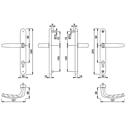 HOPPE Atlanta 92PZ Euro Profile Lever/Lever Handle On 30mm Narrow Backplate M1530M/3841N