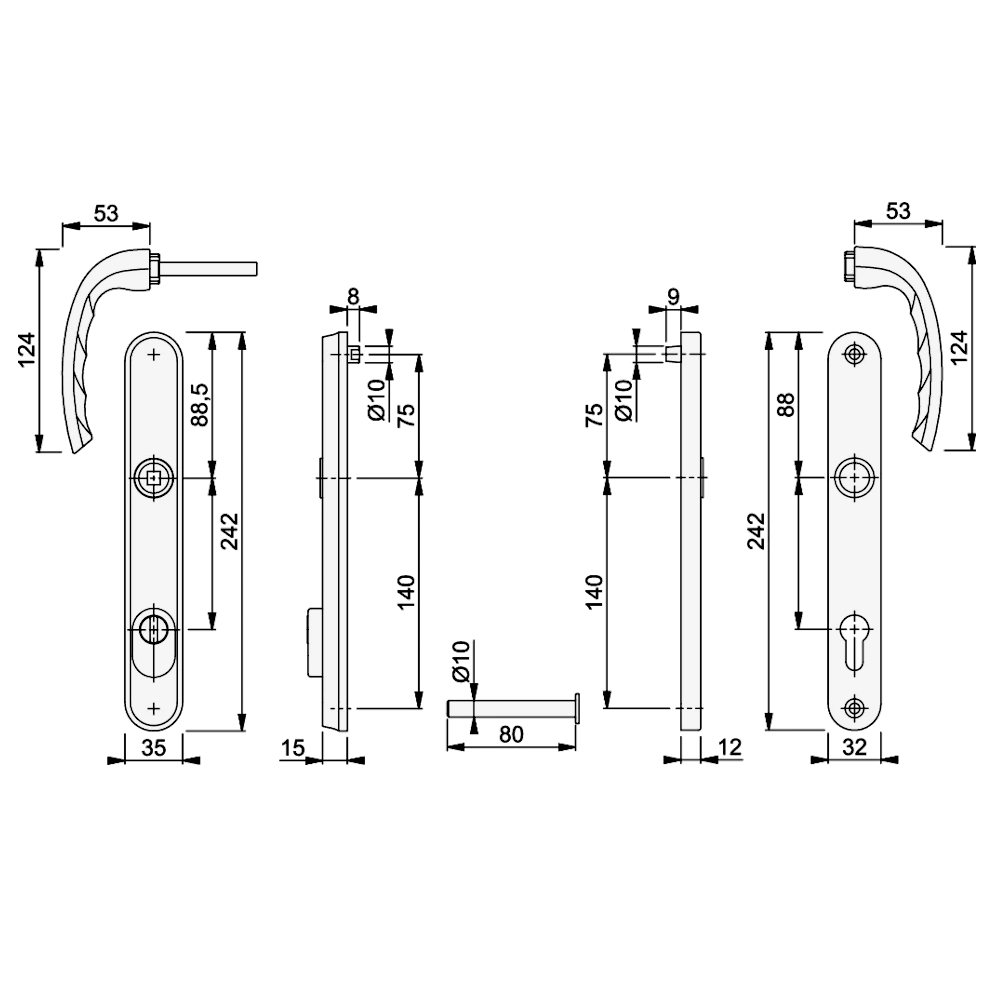 HOPPE Tokyo TS007 (2 Star) Door Furniture PAS24 92mm Centres 215mm Screw Centres