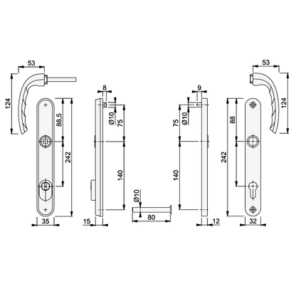 HOPPE Tokyo TS007 (2 Star) Door Furniture PAS24 92mm Centres 215mm Screw Centres