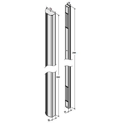 ICS PH900 Magnet Pull Handle Double 2503mm