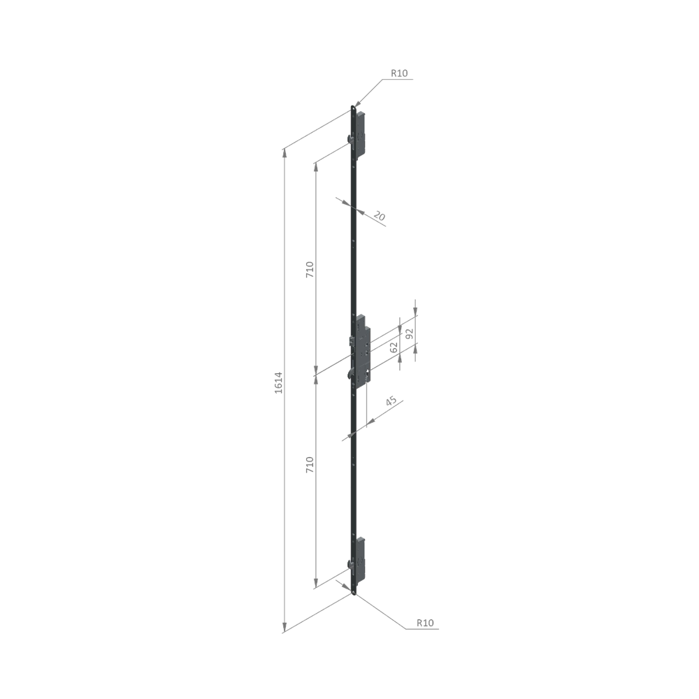 INGENIOUS 1007 Lever Operated Latch & Hookbolt - 2 Hook