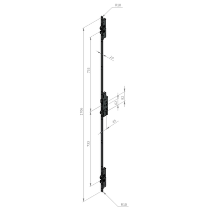 INGENIOUS Duplex Lever Operated Latch & Hookbolt - 4 Hook