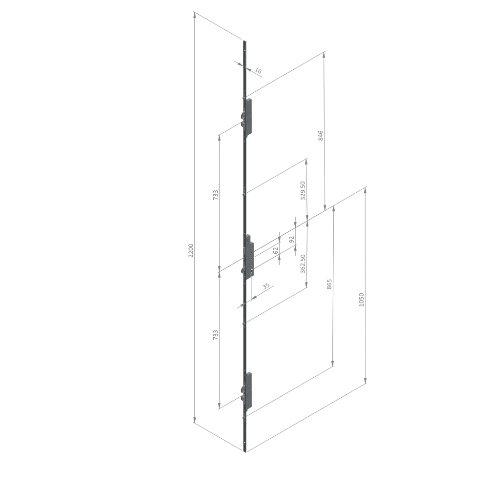 INGENIOUS 1014 Lever Operated Latch & Hookbolt - 4 Hook 4 Roller