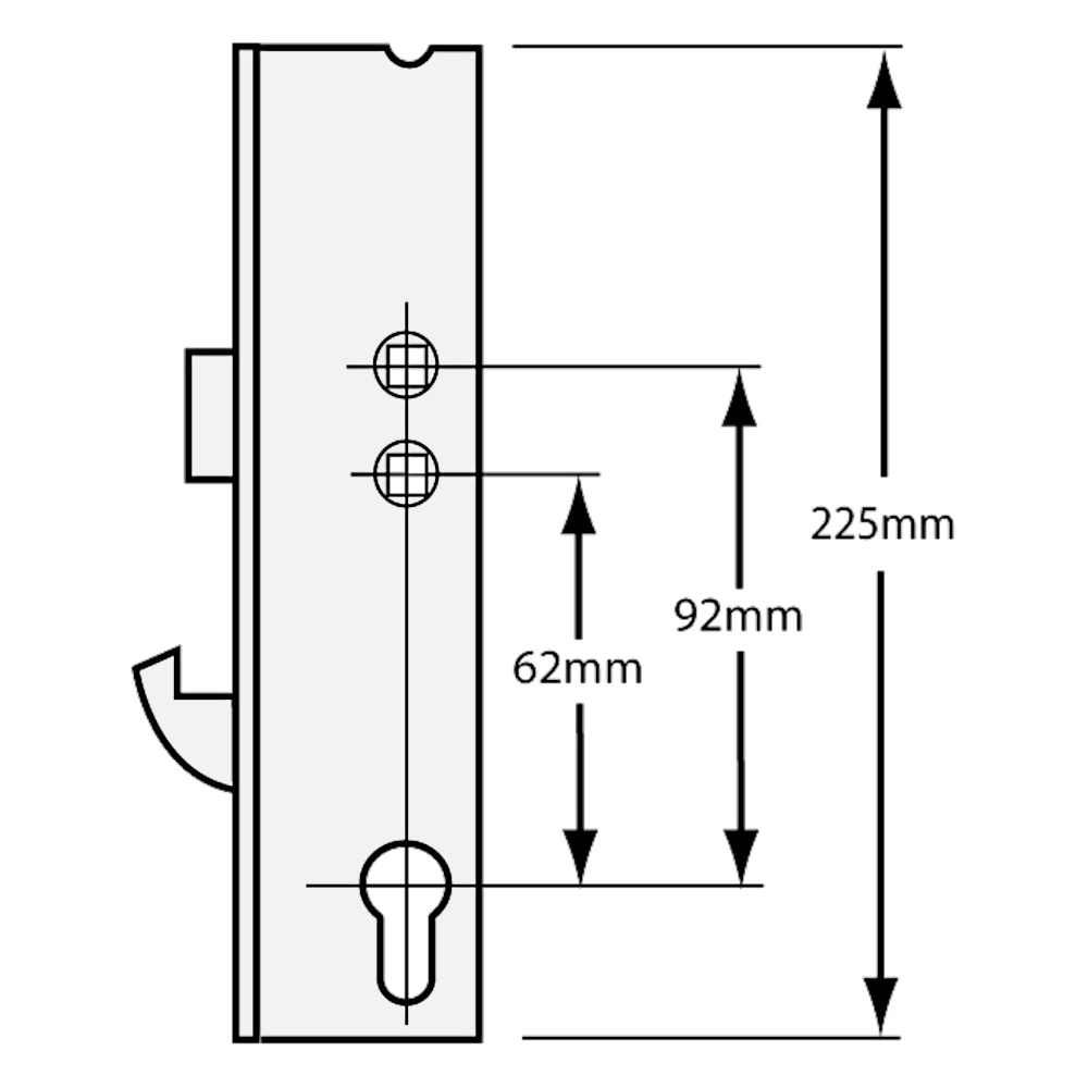 KENRICK Lever Operated Latch & Hookbolt Gearbox with Twin Spindle