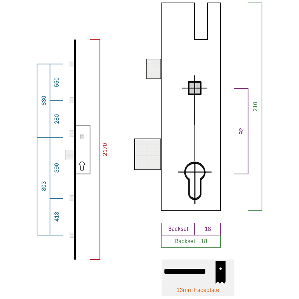 KFV Key Operated Latch & Deadbolt - 4 Roller