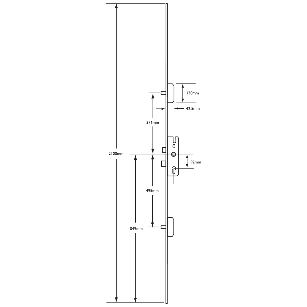 KFV Lever Operated Latch & Deadbolt Short Version - 2 Round Bolt