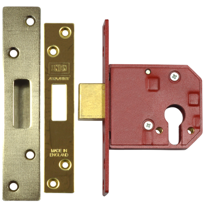 UNION L2144E Euro Deadcase 80mm - Polished Lacquered Brass