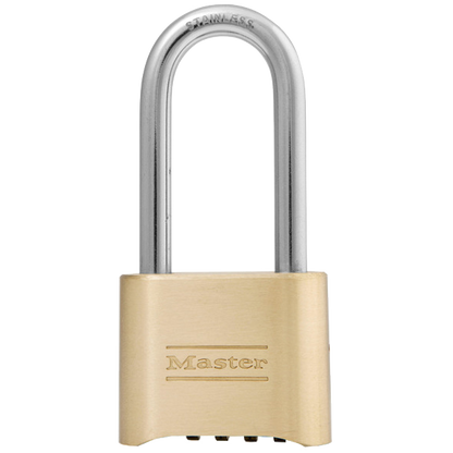 MASTER LOCK 175 Brass Open Shackle Combination Padlock Keyed To Differ Long Shackle Pro - Hardened Steel