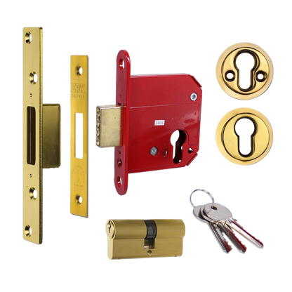 ERA 263 & 363 Fortress BS Euro Deadlock With Cylinder 76mm Keyed To Differ - Polished Brass