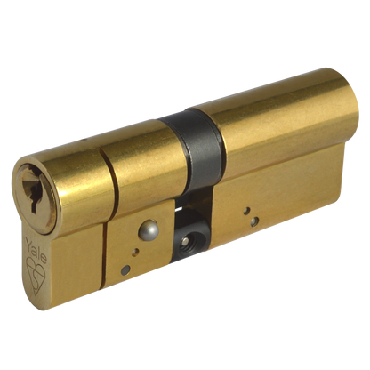 YALE Snap Resistant Euro Double Cylinder 80mm 35/45 30/10/40 Keyed To Differ - Polished Brass