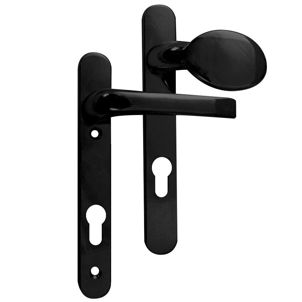 ASEC 92 Lever/Pad UPVC Furniture - 220mm Backplate Black