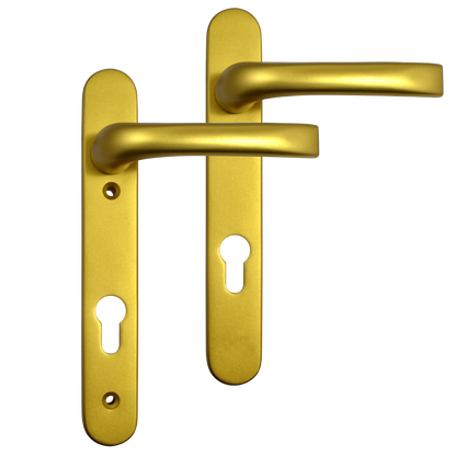 MILA Prolinea 92 Lever/Lever UPVC Furniture - 220mm Backplate Gold