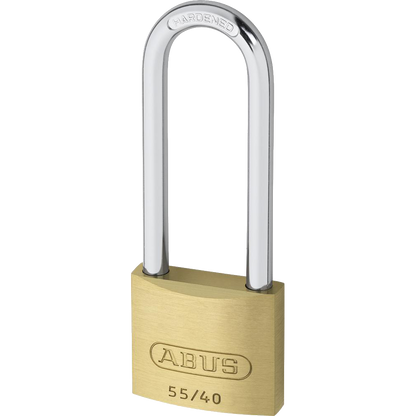 ABUS 55 Series Brass Long Shackle Padlock 38mm Keyed Alike 5402 55/40HB63 - Brass