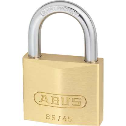 ABUS 65 Series Brass Open Shackle Padlock 45mm Keyed To Differ 65/45 - Brass