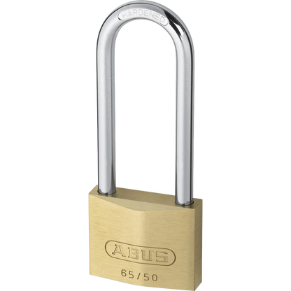 ABUS 65 Series Brass Long Shackle Padlock 50mm Keyed Alike 6504 80mm Shackle 65/50HB80 - Brass