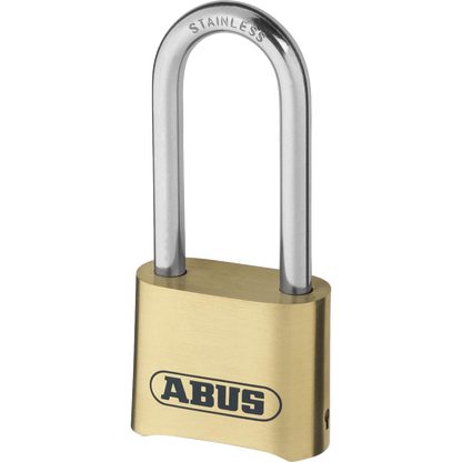 ABUS 180IB Series Brass Combination Long Stainless Steel Shackle Padlock 53mm 180IB/50HB63 Pro - Stainless Steel