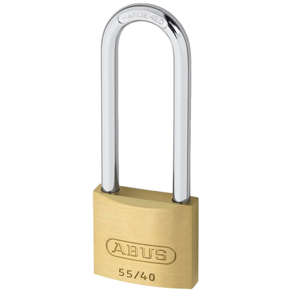 ABUS 55 Series Brass Long Shackle Padlock 38mm Keyed To Differ 63mm Shackle 55/40HB63 Pro - Brass