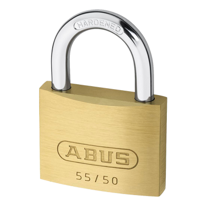 ABUS 55 Series Brass Open Shackle Padlock 48mm Keyed To Differ 55/50 - Brass