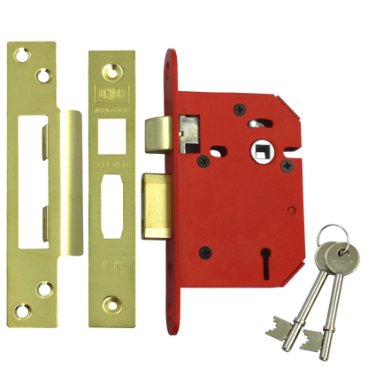 UNION J2203 StrongBOLT 3 Lever Sashlock 75mm Keyed To Differ - Polished Brass