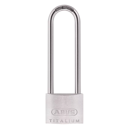 ABUS Titalium 64TI Series Long Shackle Padlock 50mm Keyed Alike 6511 80mm Shackle 64TI/50HB80 - Silver