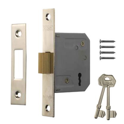 ERA 472 & 572 3 Lever Deadlock 64mm Chrome Carded - Satin Chrome