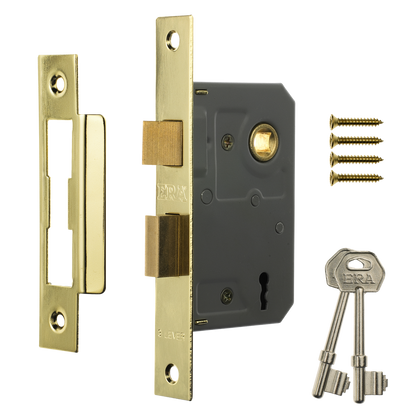 ERA 473 & 573 3 Lever Sashlock 64mm Brass Carded - Polished Brass