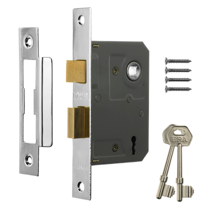 ERA 473 & 573 3 Lever Sashlock 75mm Chrome Carded - Satin Chrome