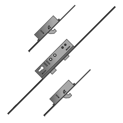 LOCKMASTER Lever Operated Latch & Deadbolt Twin Spindle - 2 Hook 45/92-62 - White Aluminium