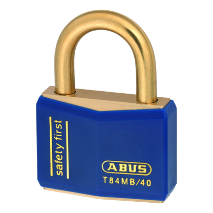 ABUS T84MB Series Brass Open Shackle Padlock 43mm Brass Shackle Keyed To Differ 22717 T84MB/40 - Blue