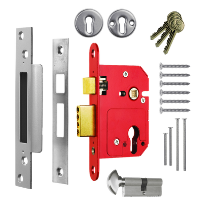 ERA 234 Fortress BS Euro Keyless Egress Key & Turn Sashlock With Cylinder 64mm PC Keyed to Differ - Chrome Plated