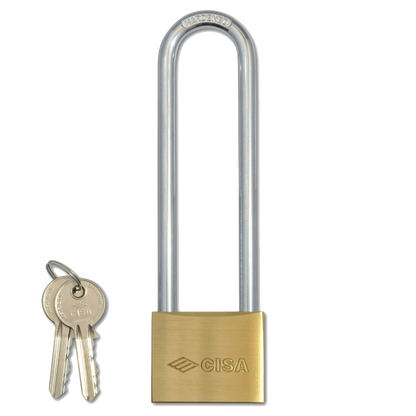 CISA 22011 KA Long Shackle Brass Padlock 52mm Keyed Alike BC0635 - Brass