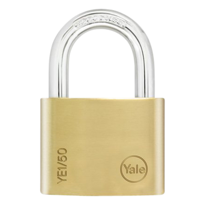 YALE Essential Standard Open Shackle Padlock 50mm Keyed To Differ YE1/50/126/1 Single - Brass