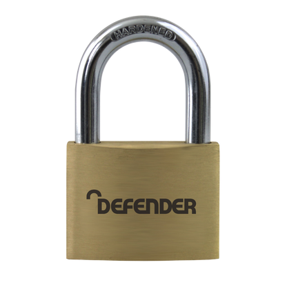 DEFENDER Brass Open Shackle Padlock 40mm Keyed To Differ - Steel