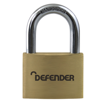 DEFENDER Brass Open Shackle Padlock 60mm Keyed To Differ - Steel