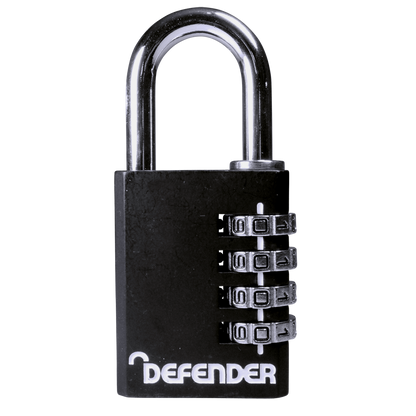 DEFENDER Black Diecast Combination Padlock 40mm - Black