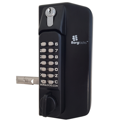 BORG LOCKS BL3130 ECP Knob Operated Marine Grade Metal Gate Double Digital Lock With Key Override - Black (Marine Grade Pro)